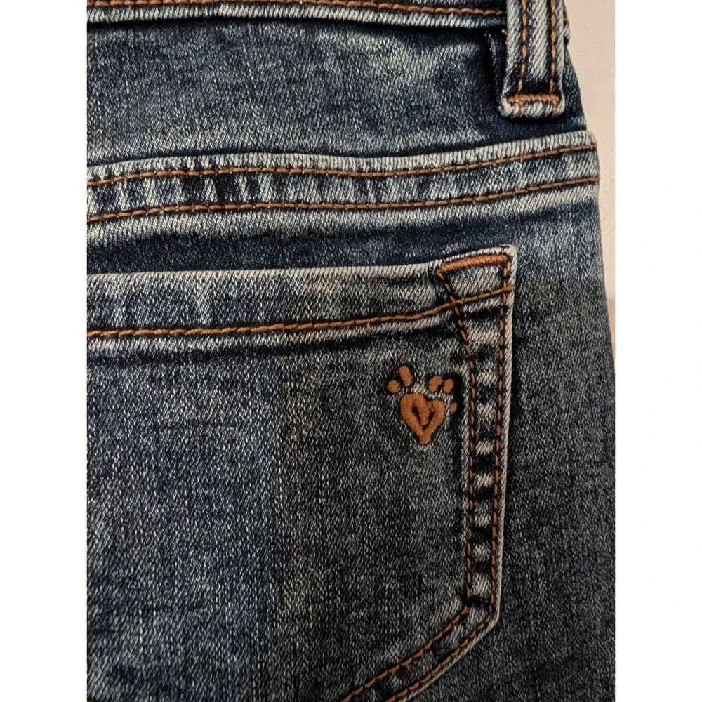 Justice Girls Mini Mom Jeans Medium Wash Distressed Denim Size 7 469821   NWT
